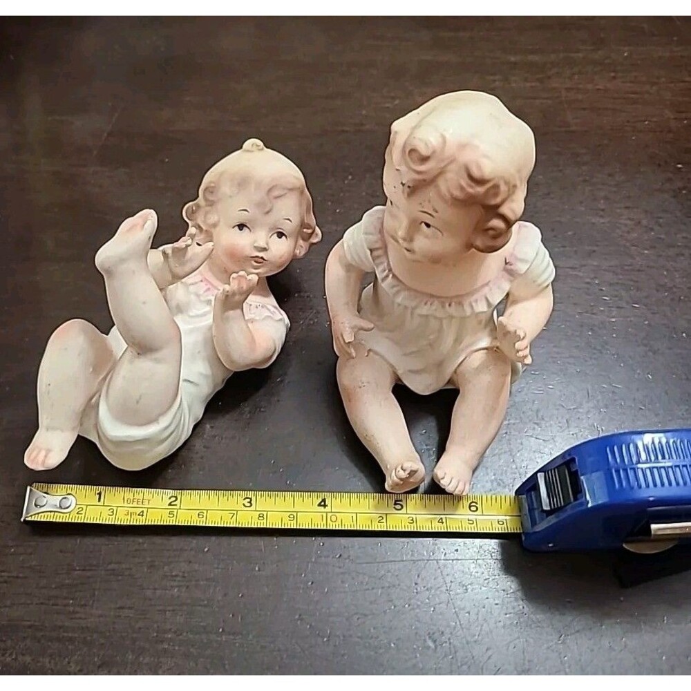 Vintage Piano Babies Set Of 2  Bisque Japan -Lefton? Marked #1467 *SEE PICS*